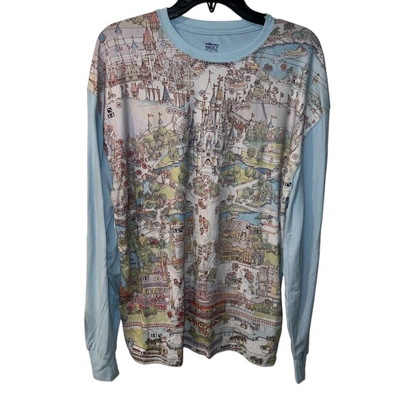 Walt Disney World 50th Anniversary Map Long Sleeve T-Shirt Adult Sz Small Soft - Picture 1 of 7